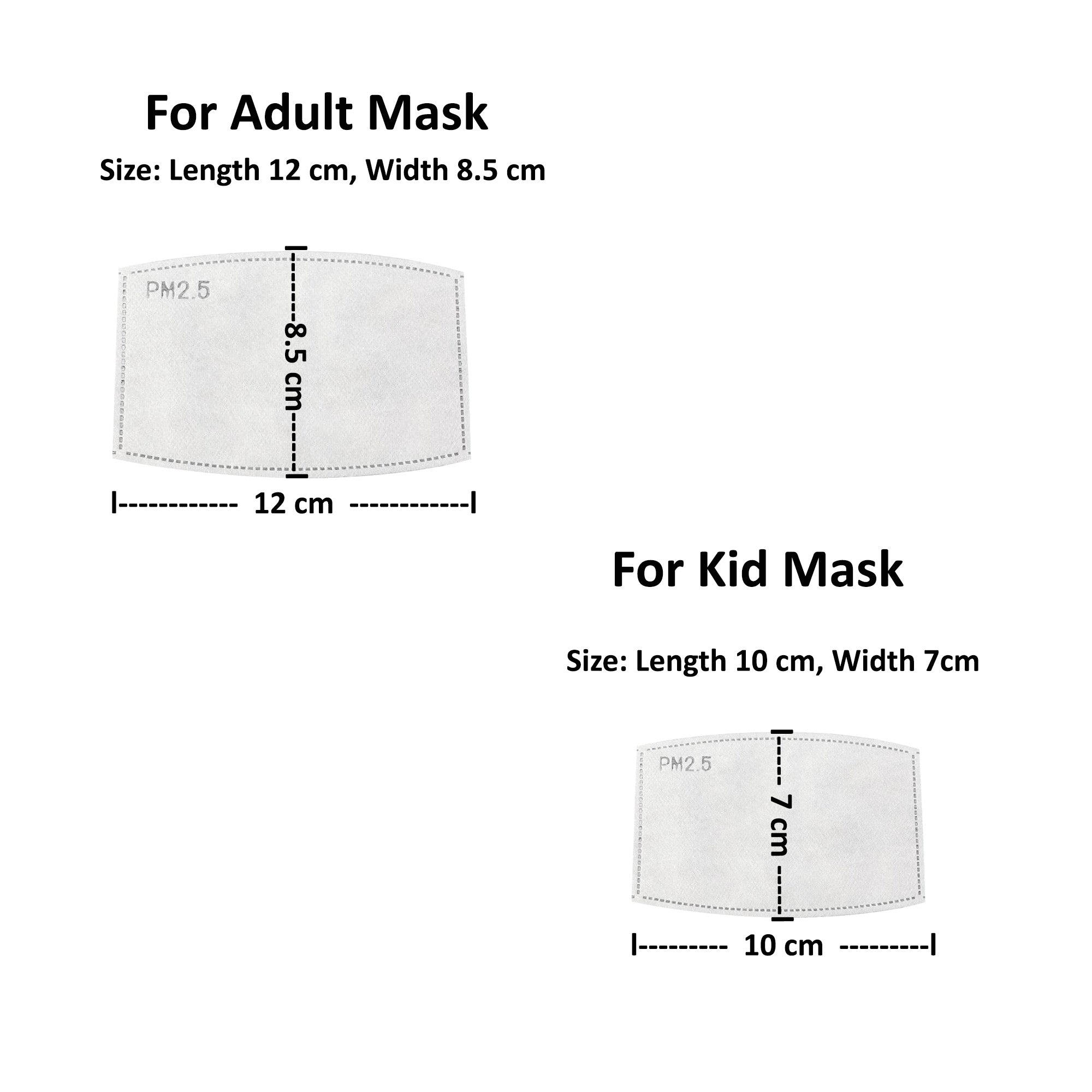 PM2.5 Carbon Activated Filter for Kid & Adult Face Mouth Cover Mask 5 layers