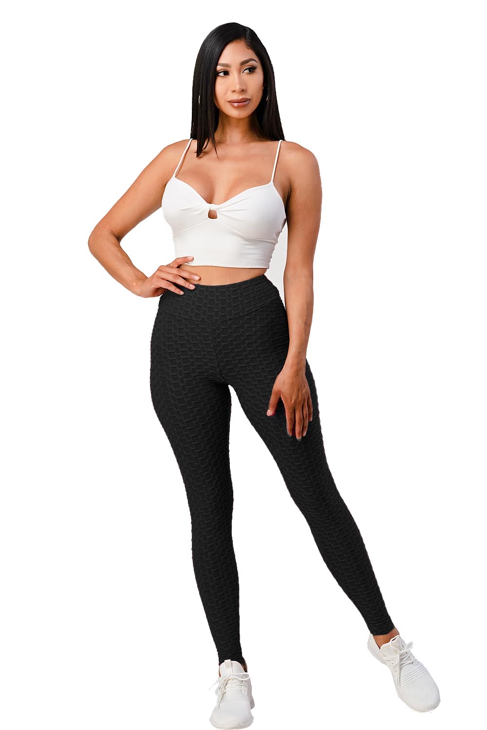 H&F Women Honeycomb Anti Cellulite Waffle Leggings, High Waist Yoga Pants  Bubble Textured, Scrunch/Ruched Butt Lift Running Tights (S-M, Black) :  : Fashion